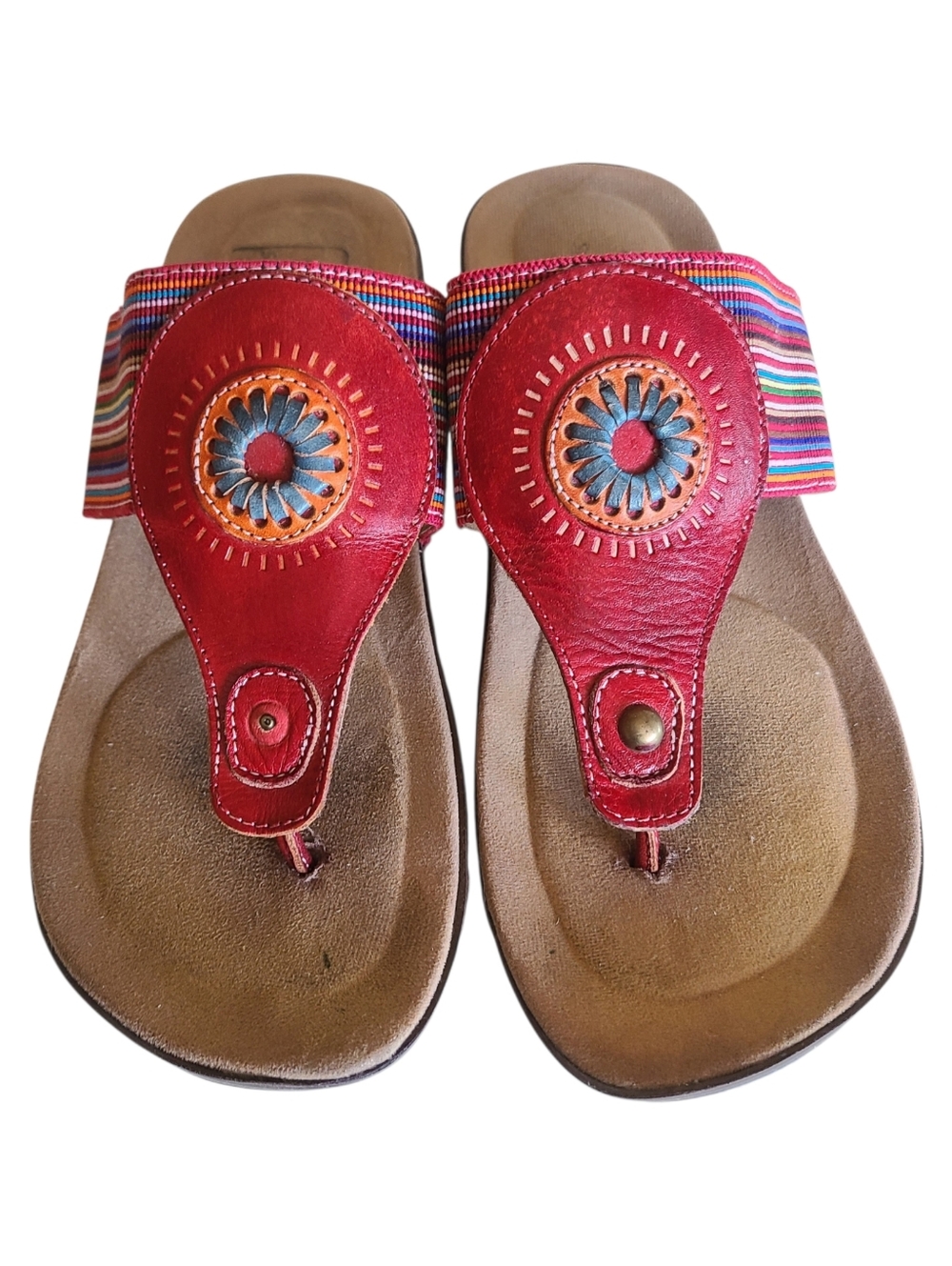 spring step yasmin flip flops southwestern style red sz 39